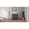 Jeffrey Alexander 30In. Blue Steel Katara Vanity, Calacatta Vienna Quartz Vanity Top, Undermount Rectangle Bowl VKITKAT30BSCQR